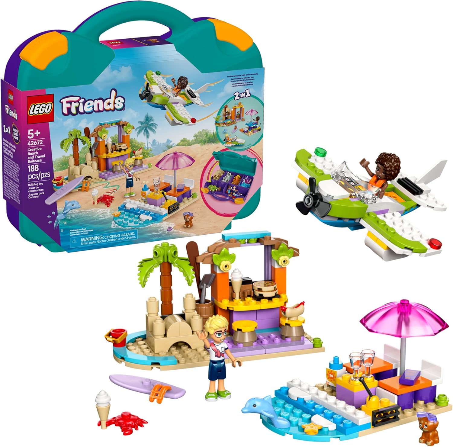 LEGO FRIENDS CREATIVE BEACH AND TRAVEL SUITCASE TOY BUILDING SET 
