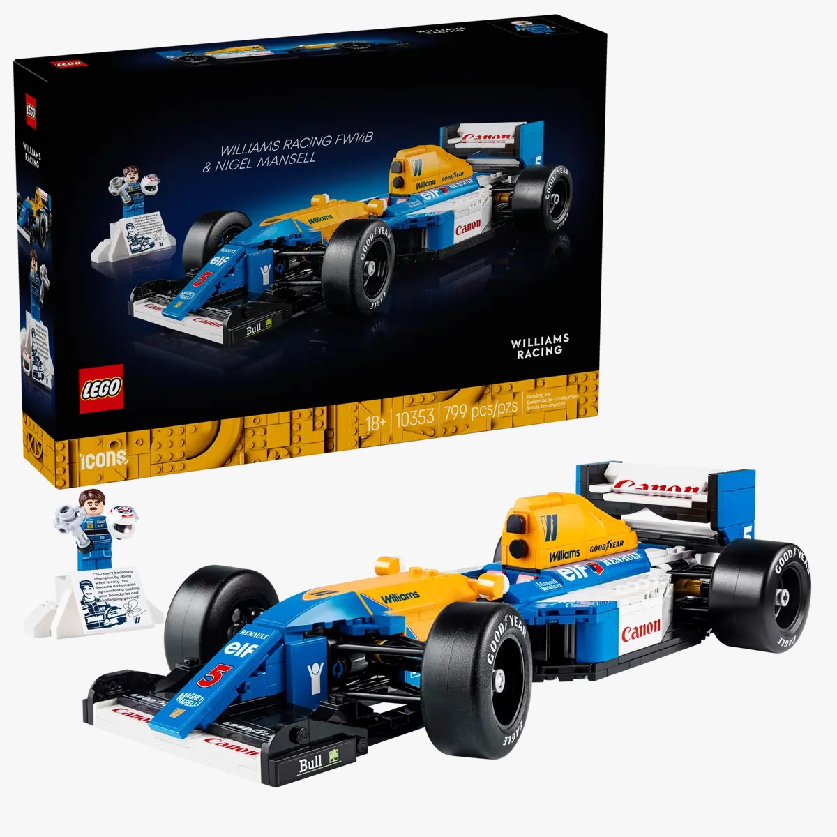 LEGO ICONS WILLIAMS RACING FW14B  NIGEL MANSELL 799 PIECES