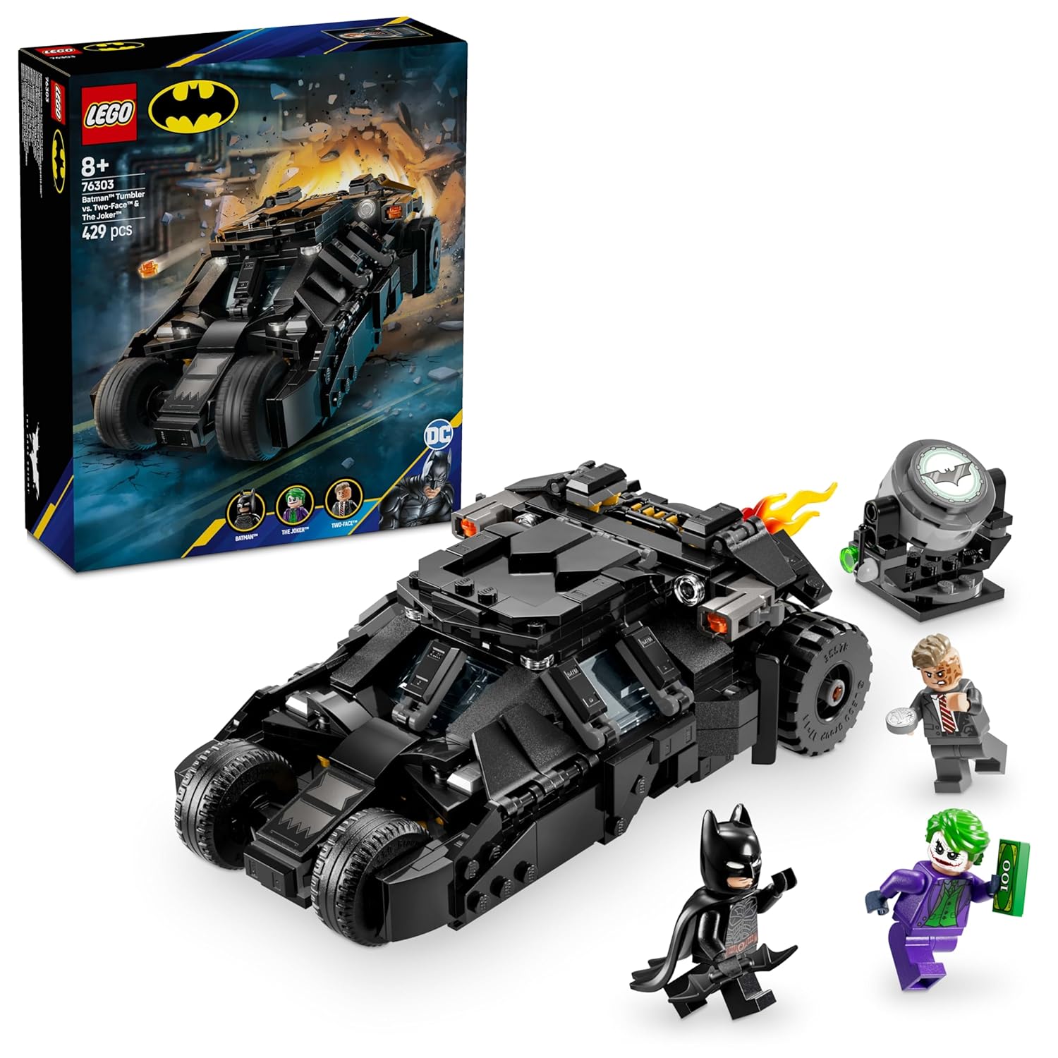 LEGO DC BATMAN BATMAN TUMBLER VS TWOFACE  THE JOKER TOY CAR 