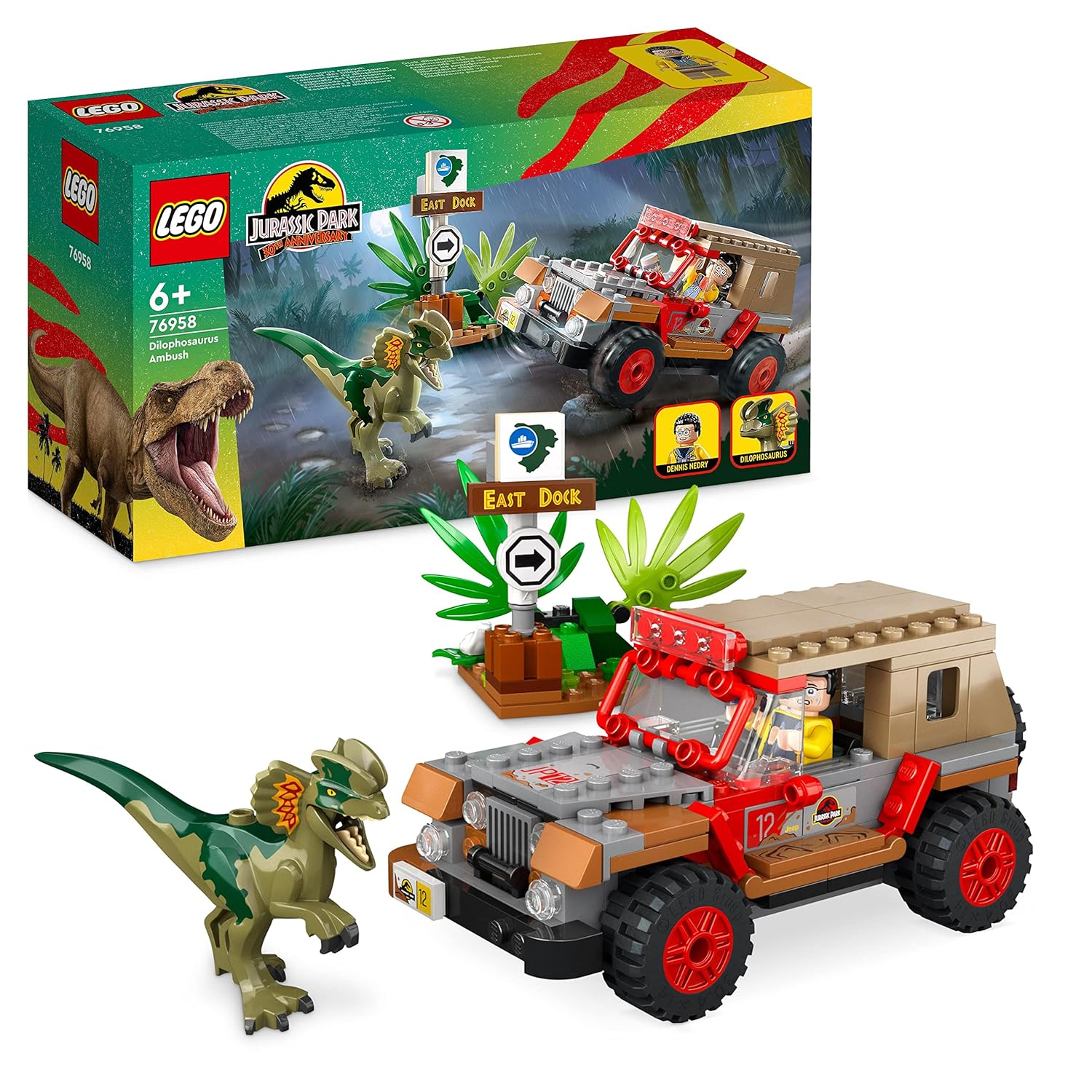 LEGO JURASSIC PARK DILOPHOSAURUS AMBUSH  BUILDING TOY SET 211 PIECES M