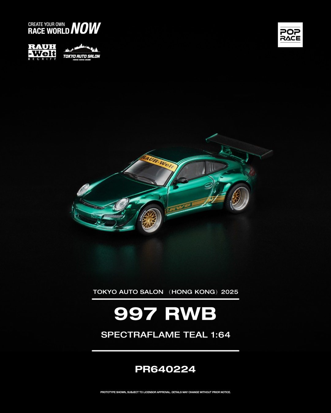 POP RACE PORSCHE 997 RWB SPECTRAFLAME TEAL WITH MERCH OPTION