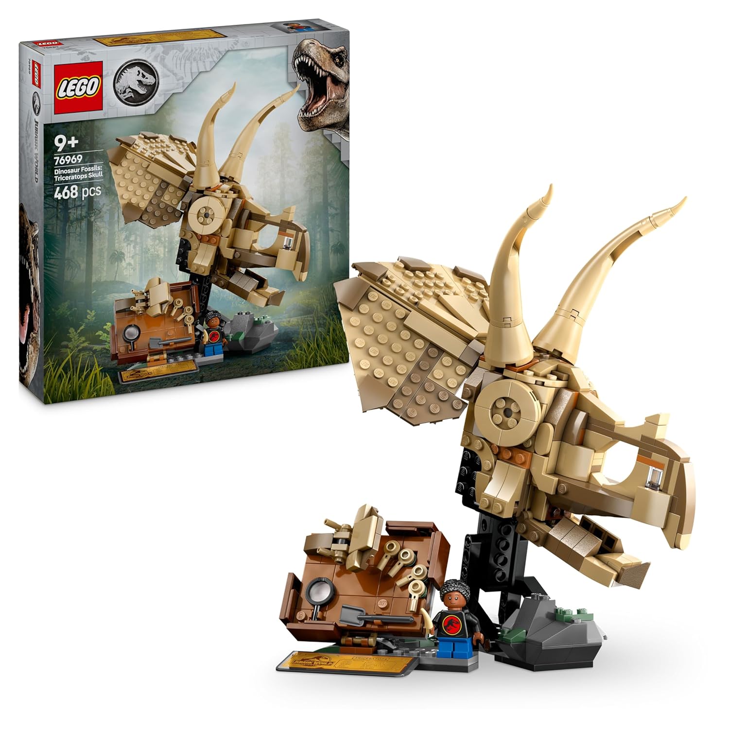 LEGO JURASSIC WORLD DINOSAUR FOSSILS TRICERATOPS SKULL MODEL SET 
