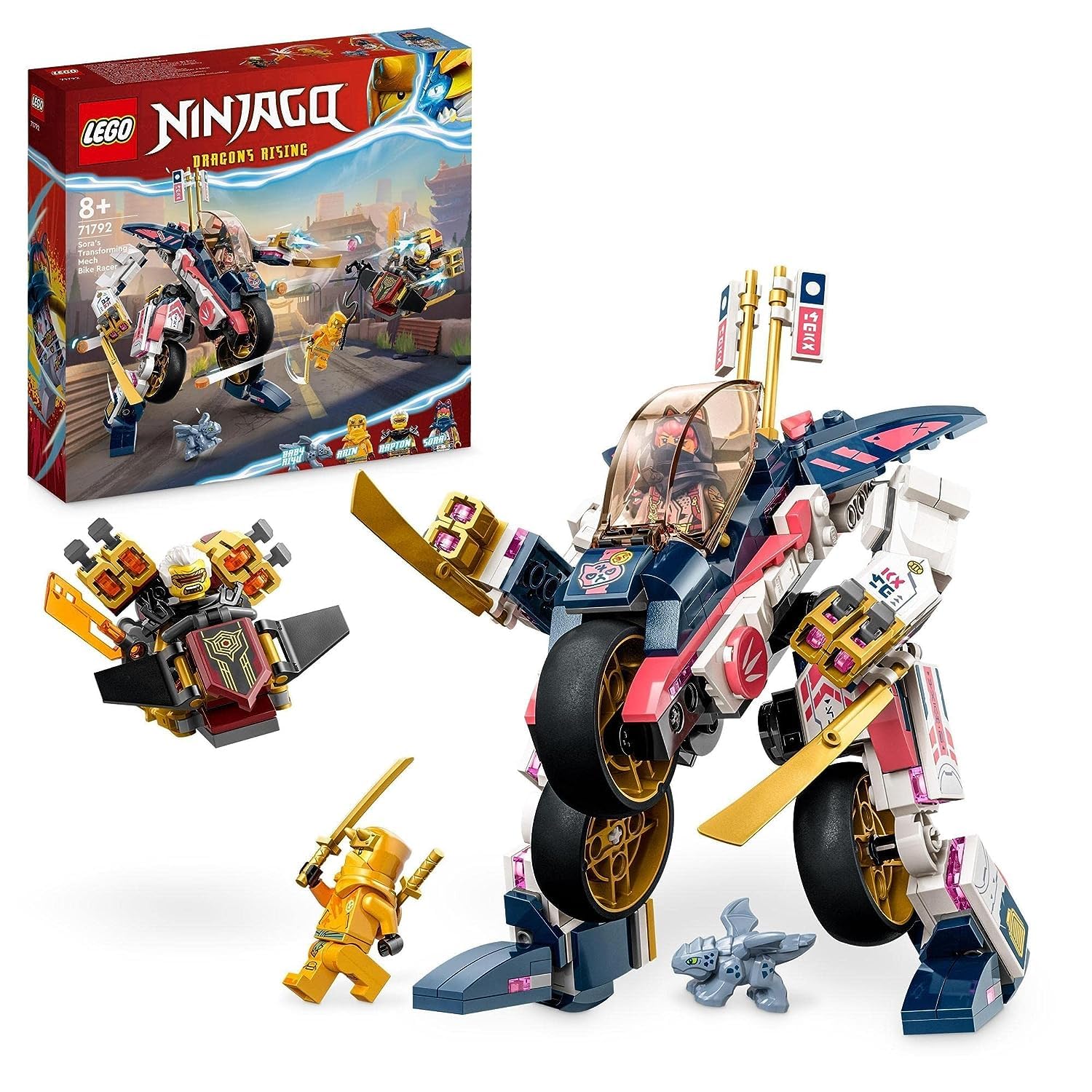 LEGO NINJAGO SORA'S TRANSFORMING MECH BIKE RACER BUILDING TOY SE