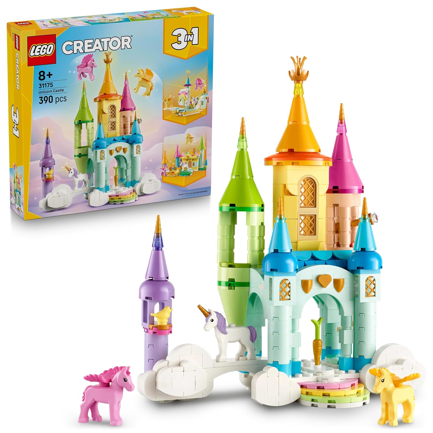 3IN1 UNICORN CASTLE TOY ANIMALS PLAYSET 