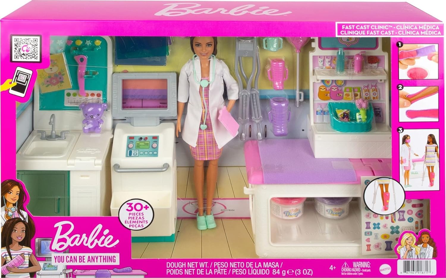 BARBIE FAST CAST CLINIC PLAYSET WITH BRUNETTE DOCTOR DOLL GTN61