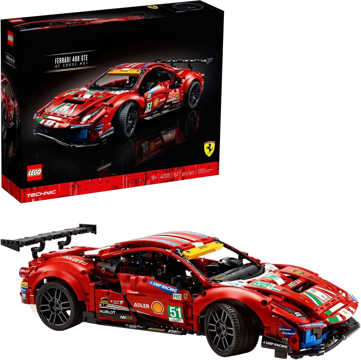 LEGO TECHNIC FERRARI 488 GTE “AF CORSE 51”  CHAMPION GT SERIES SPORTS RACE CAR