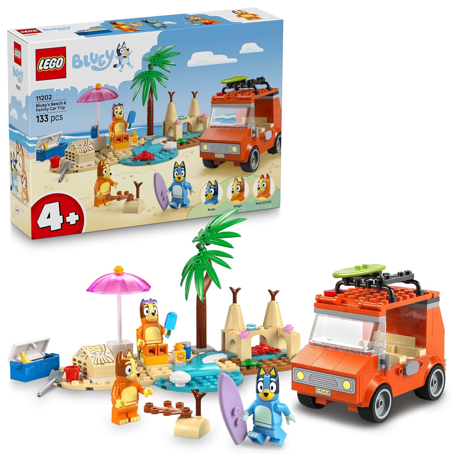 BLUEY’S BEACH  FAMILY CAR TRIP PRESCHOOL TOY 11202 BUILDING KIT FOR 
