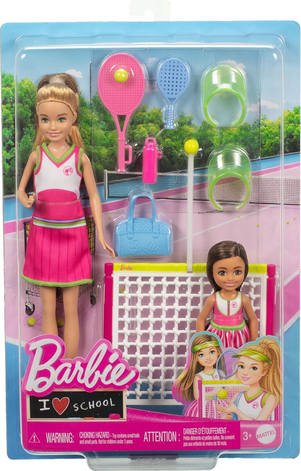 BARBIE STACIE  CHELSEA TENNIS PLAYSET WITH 2 DOLLS
