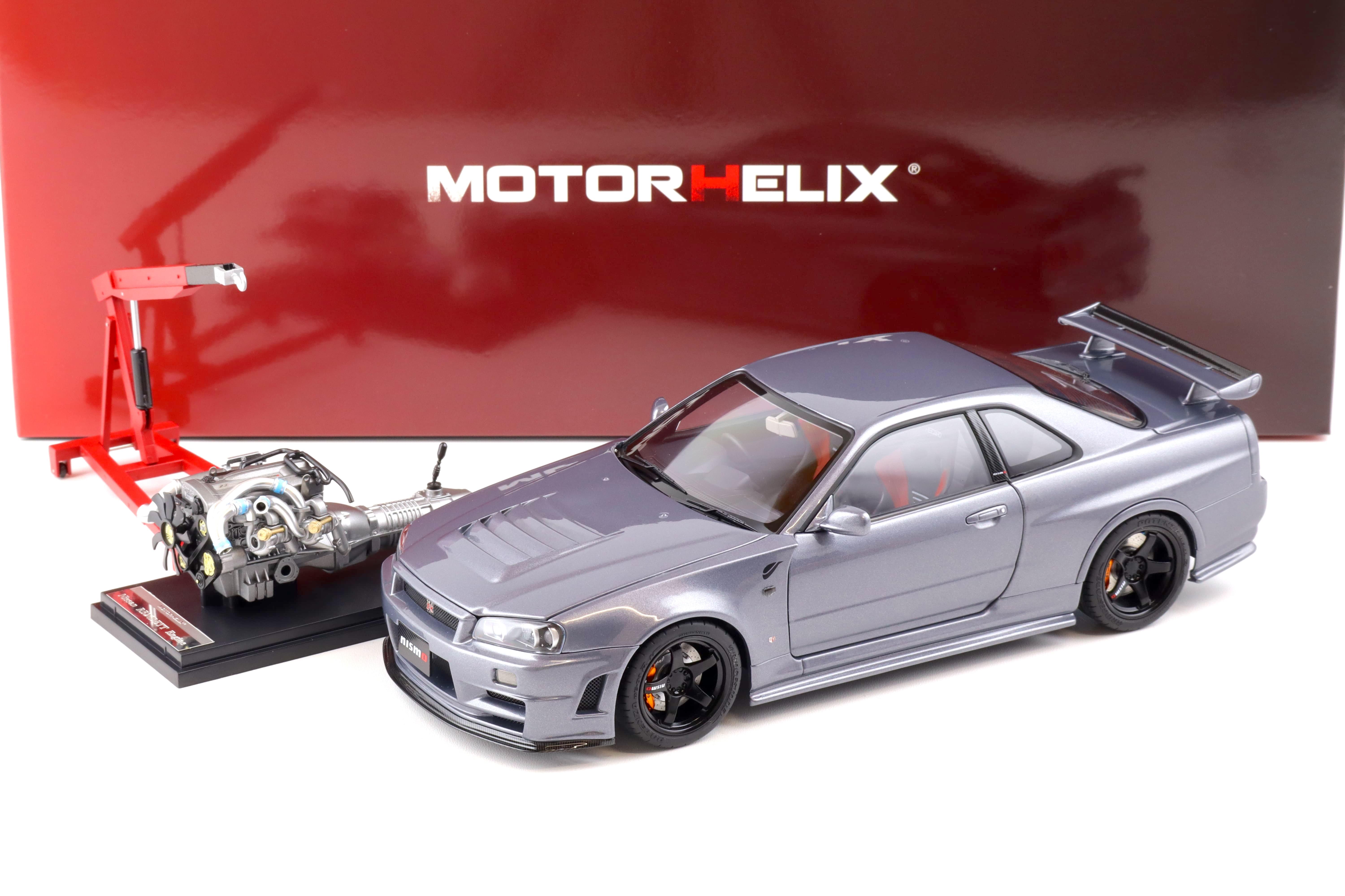 NISSAN SKYLINE GT-R R34 NISMO CRS VERSION GUN METALLIC WITH ENGINE 