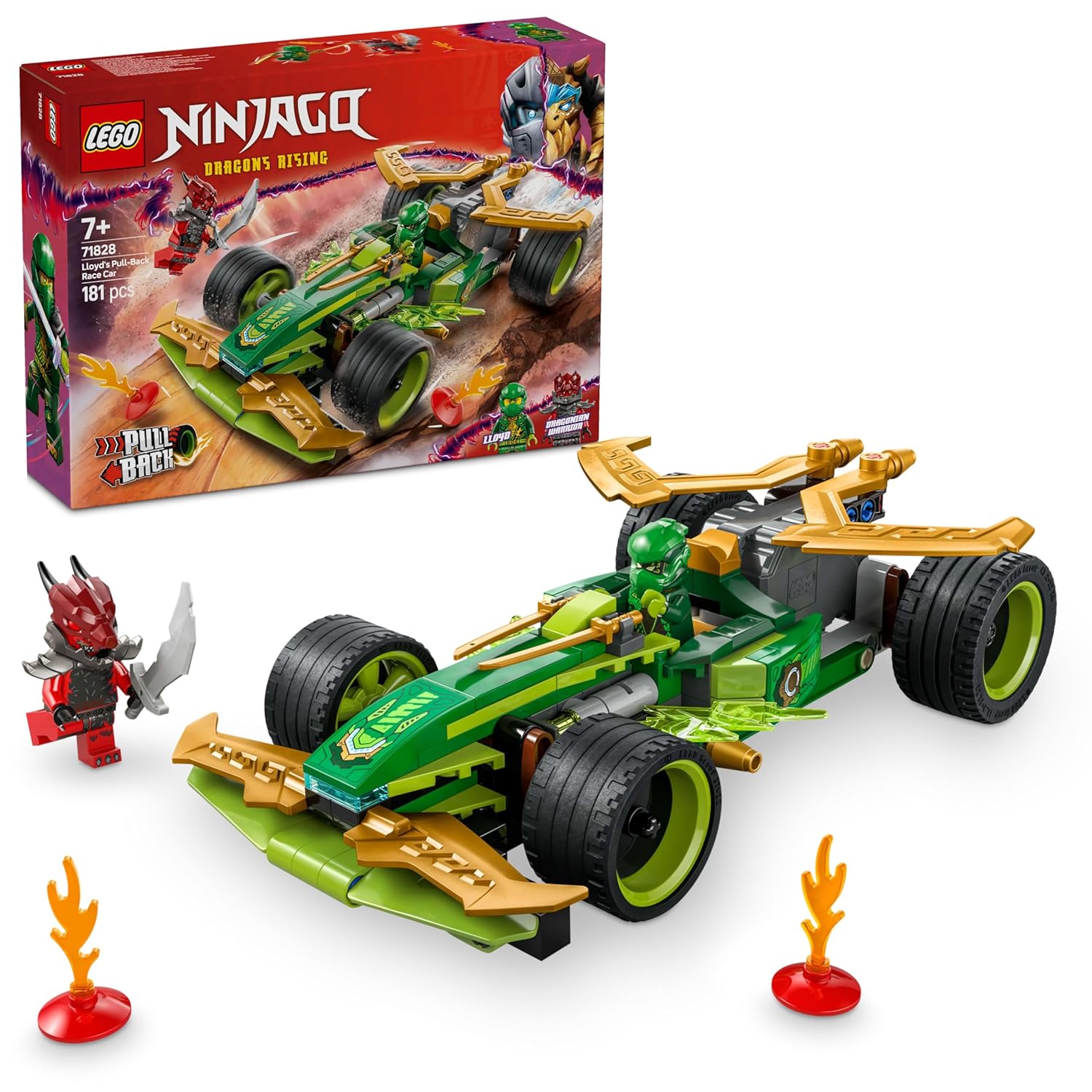 LEGO NINJAGO LLOYD’S PULL-BACK RACE CAR PRETEND PLAY TOY SET 