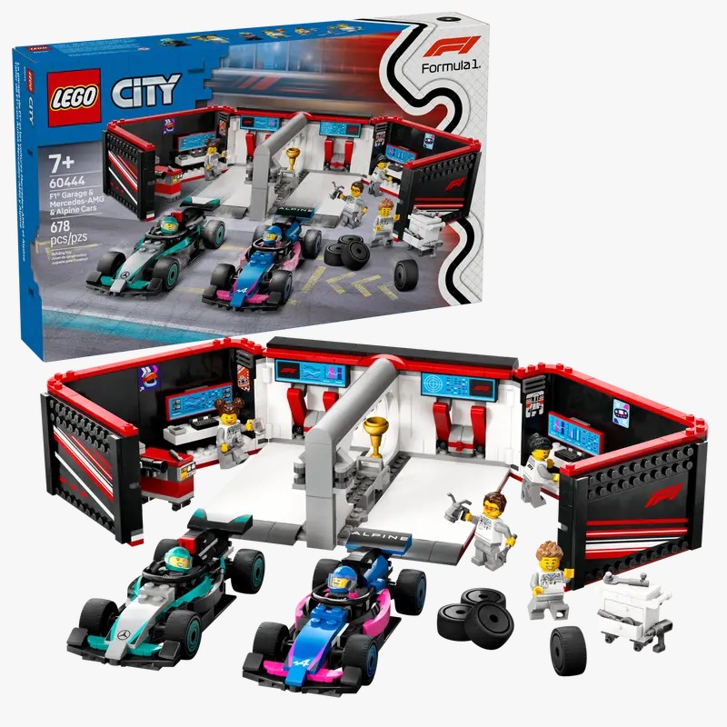 LEGO CITY F1 GARAGE  MERCEDESAMG  ALPINE CARS TOY PLAYSET 