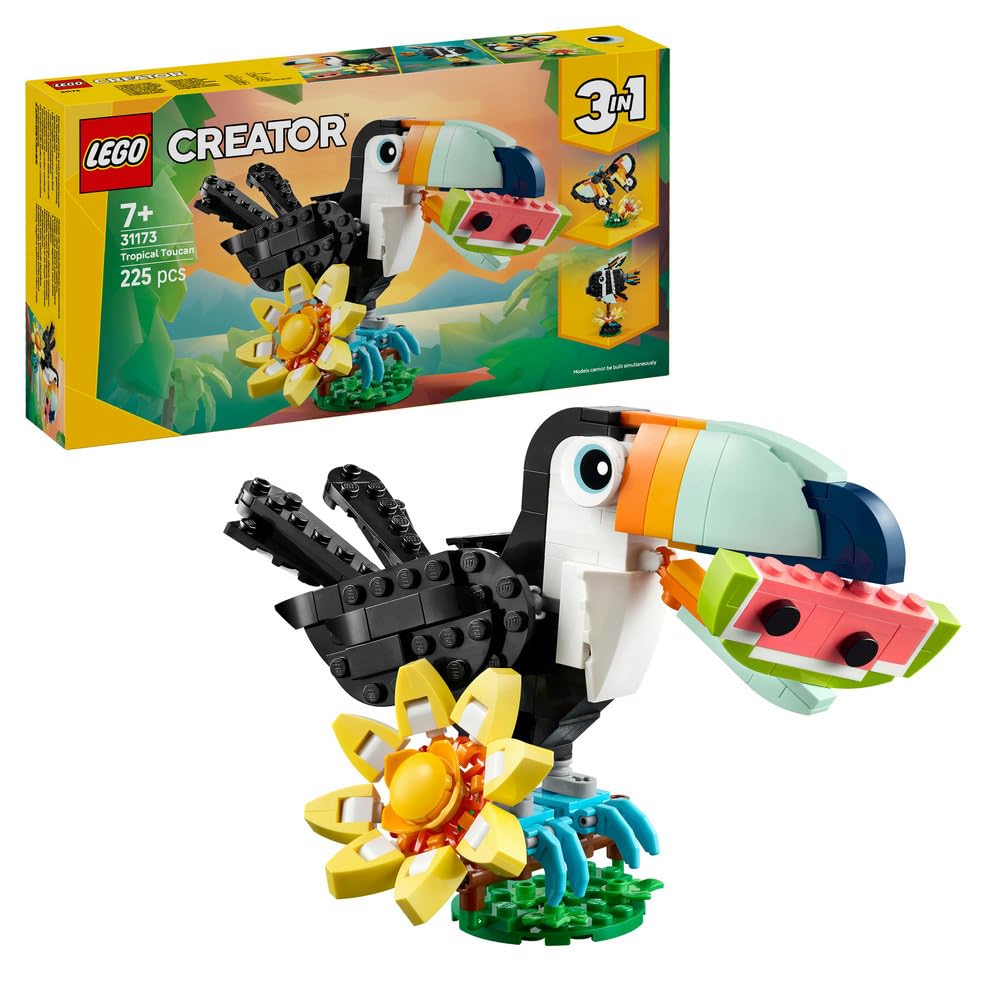 3IN1 WILD ANIMALS TROPICAL TOUCAN FIGURE PLAYSET 