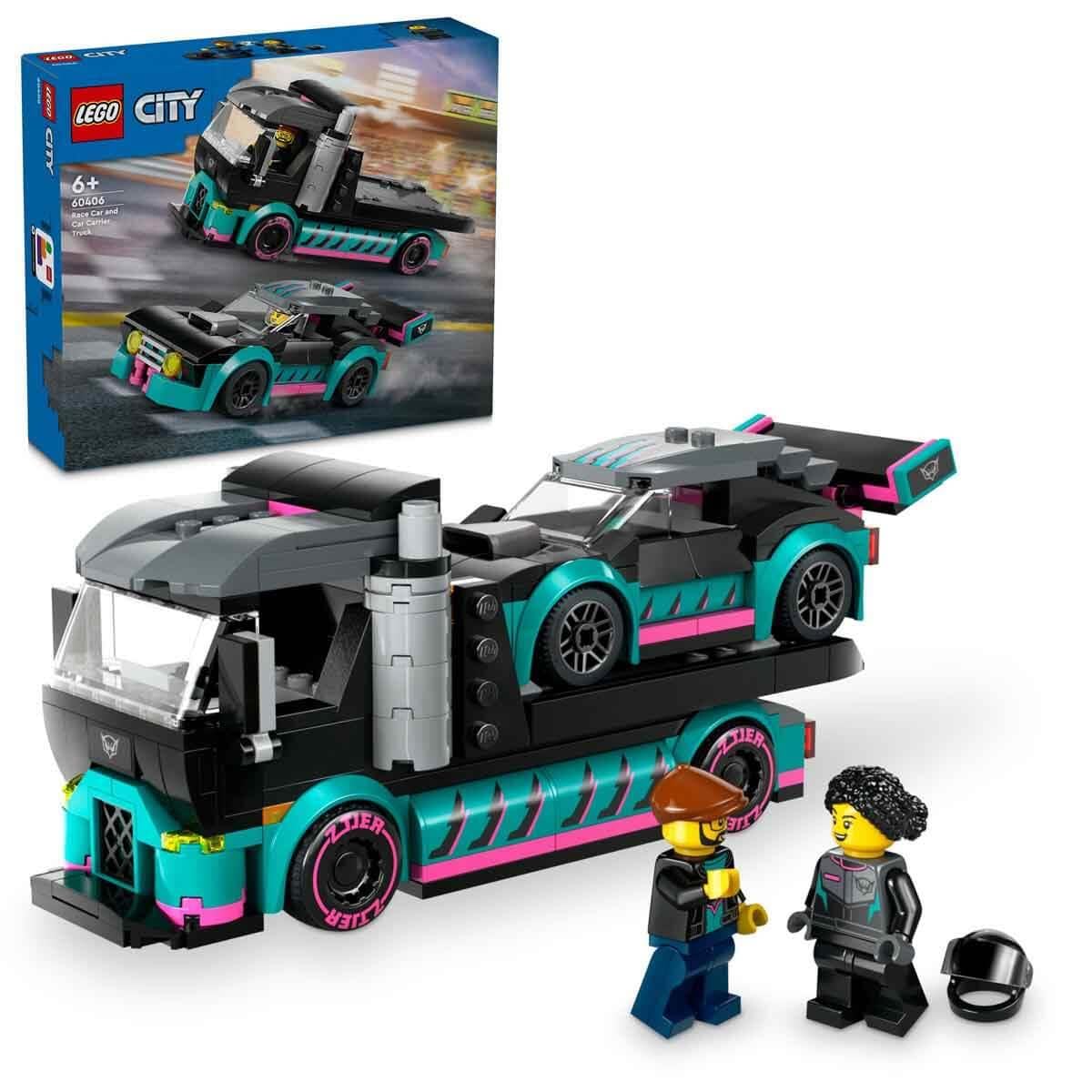 LEGO CITY RACE CAR AND CAR CARRIER TRUCK BUILDING TOY 328 PIECES