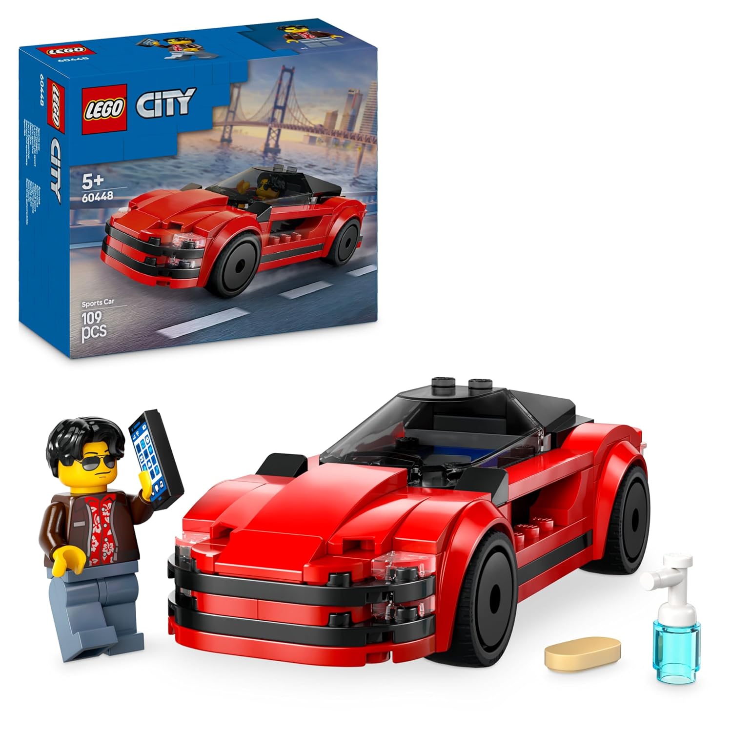 LEGO CITY RED SPORTS CAR SUPERCAR TOY VEHICLE SET BUILDING