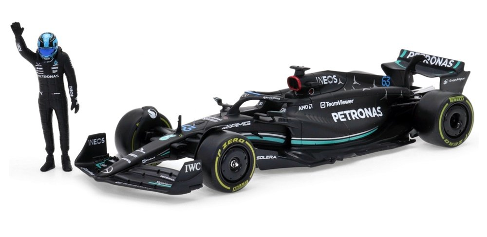 MERCEDESAMG F1 W14 E PERFORMANCE 63 GEORGE RUSSEL WITH PILOT FIGURE