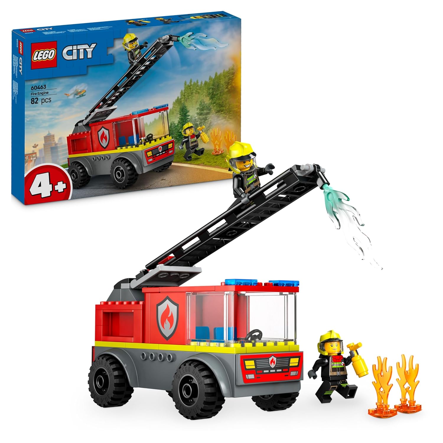 LEGO CITY FIRE LADDER TRUCK, FIREFIGHTER TOY VEHICLE GIFT FOR KIDS 
