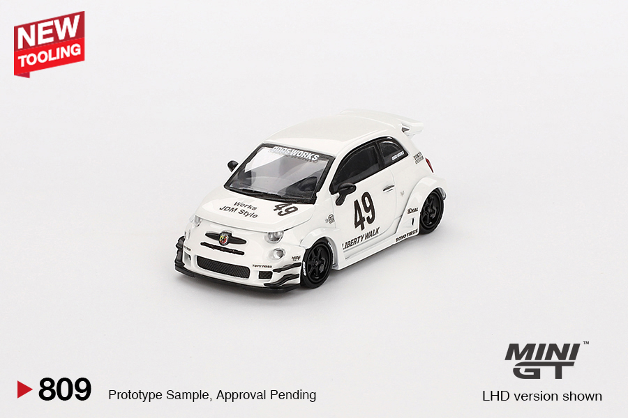 PREORDER MINI GT LB-WORKS X ABAS WORKS ABARTH 595 GARA WHITE