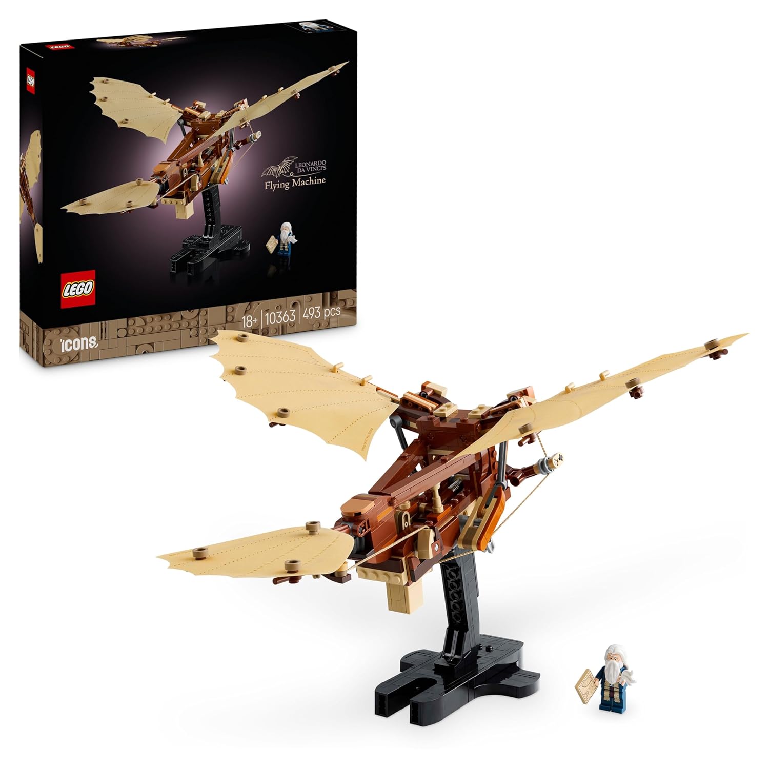 LEGO ICONS LEONARDO DA VINCI’S FLYING MACHINE DESK DECOR SET FOR ADULT