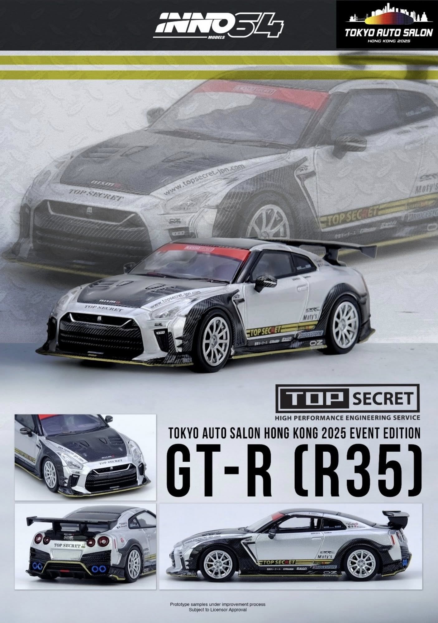INNO64 NISSAN GTR R35 TOP SECRET SILVER  2025 TOKYO AUTO SALON HON