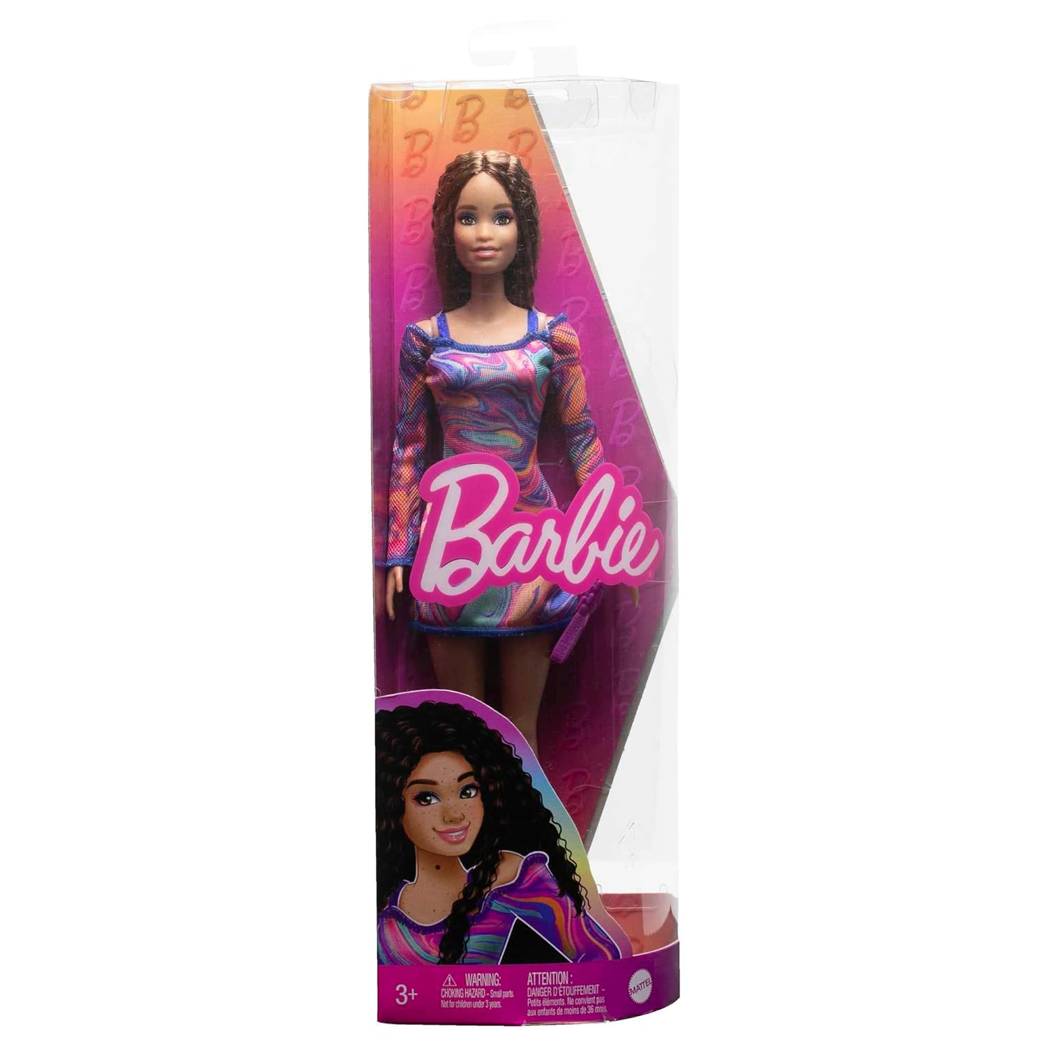 BARBIE FASHIONISTAS DOLL RAINBOW MARBLE-PRINT DRESS
