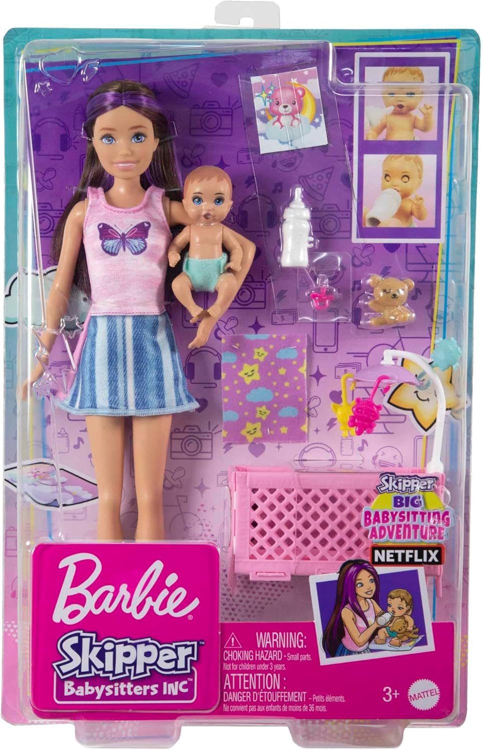 BARBIE DOLL AND ACCESSORIES, CRIB PLAYSET WITH SKIPPER DOLL