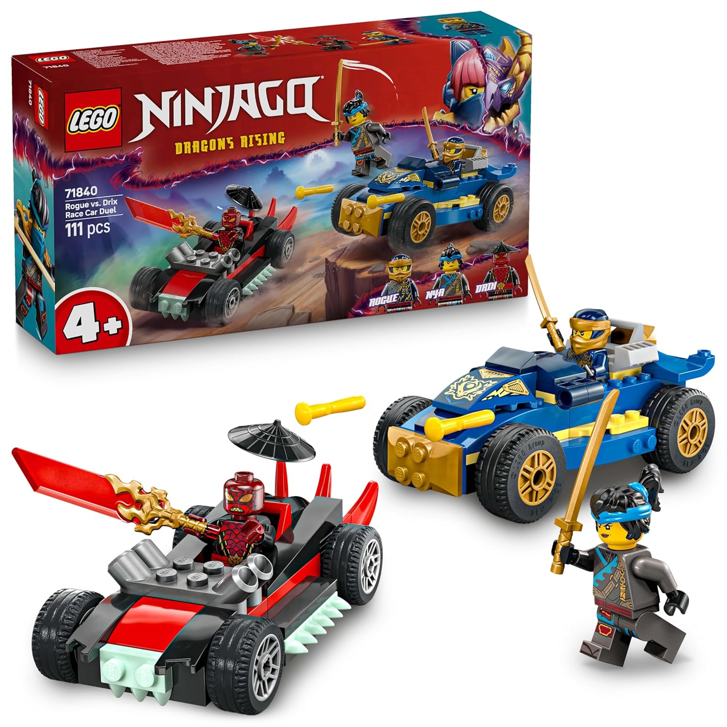 LEGO NINJAGO ROGUE VS DRIX RACE CAR DUEL NINJA TOY PLAYSET 