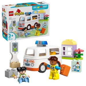 LEGO DUPLO AMBULANCE AND DRIVER FOR PRETEND PLAY BUILDING BLOCKS